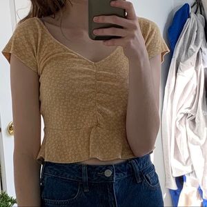 AE Yellow Cropped Peplum Tee